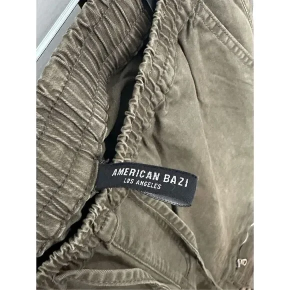 American Bazi Olive Green Cargo Twill Joggers sz medium NWT‎ - Picture 2 of 10